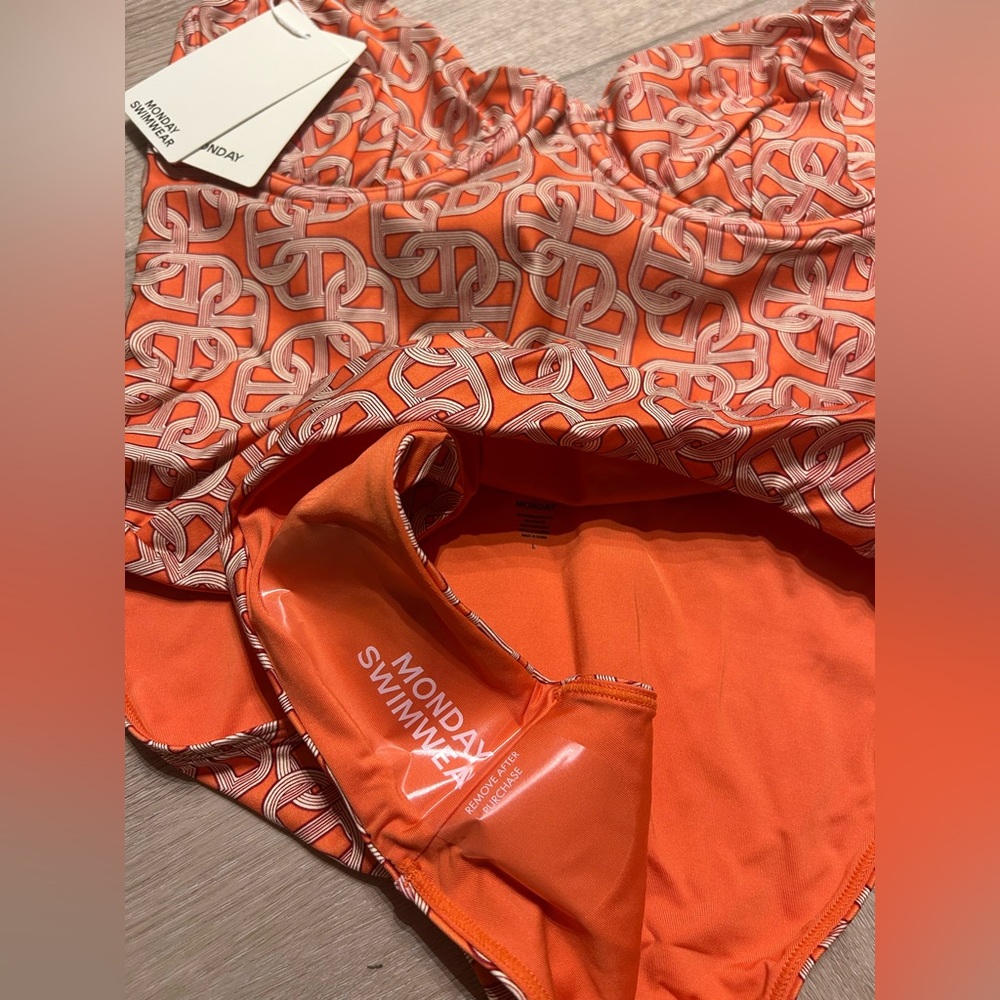 Monday Swimwear -Orange Patterned One Piece Swimsuit - Picture 3 of 7